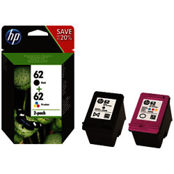 HP 62 Ink Cartridge Black & Tri-Colour Multipack, Pack Of 2